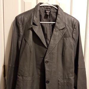 Dark Gray Metrostyle Leather Jacket/Blazer Size 18